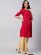 InWeave Women s Ruby Red Chikankari Anarkali Kurta Online