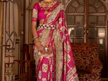 Strawberry Pink P V Silk Digital Print, Zari Work Printed Saree - Rewaa Parampara Discount