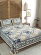 Sangria Blue & Brown Printed Cotton 210TC Double King Bedsheet With 2 Pillow Covers Fashion