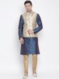 VM by Vastramay Men s Blue Silk Blend Jacket, Kurta And Pyjama Set Fashion