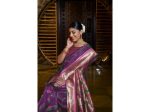 Aastha Fashion Women s Wine Banarasi Silk Meenakari Zari Woven Saree with Blouse For Cheap