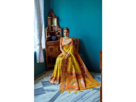 Aastha Fashion Women s Yellow Paithani Silk Meenakari Zari Woven Saree with Blouse Online Hot Sale