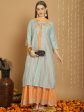 Aastha Fashion Women s Turquoise Chanderi Silk Elegant Jardoshi Kurta with Trouser & Dupatta on Sale