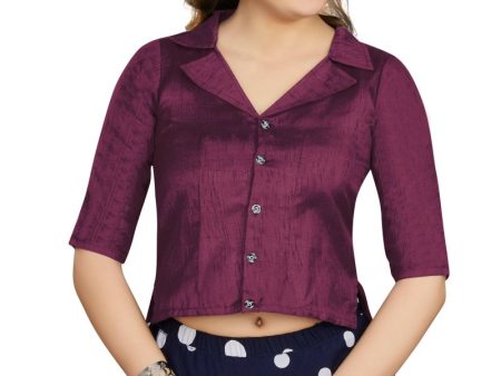 Aastha Fashion Women s Women s Wine Art Silk Button Readymade Blouse Online