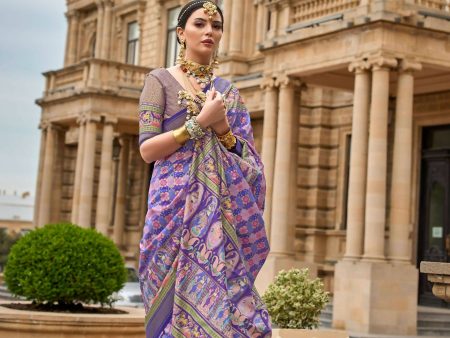 Butterfly Bush Purple Superior V.P.Silk Woven Printed Patola Silk Saree - Rewaa Milano Sale