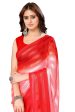 Vamika Georgette Satin Red Desinger Satin Patta Saree Sale