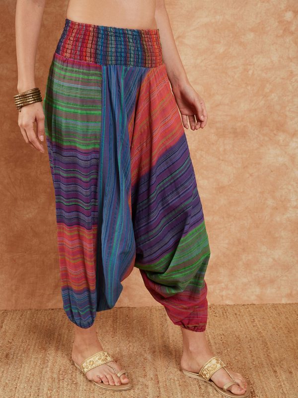 InWeave Women s Blue Multi Colour Harem Pant Online now