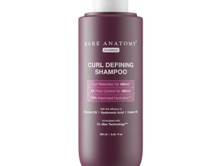 Bare Anatomy Curl Defining Shampoo with Hyaluronic, Coconut & Castor Oil | Curl Retention & 2X Frizz Protection For 48 Hrs Online now