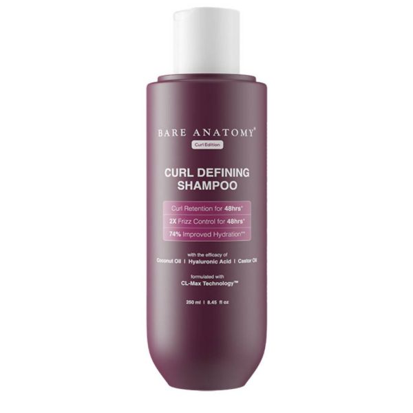 Bare Anatomy Curl Defining Shampoo with Hyaluronic, Coconut & Castor Oil | Curl Retention & 2X Frizz Protection For 48 Hrs Online now