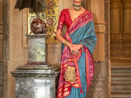 Midnight Blue Banarasi Weaving, Ultra Aqua Finish, Zari Work Banarasi Silk Saree - Rath Kunti Supply