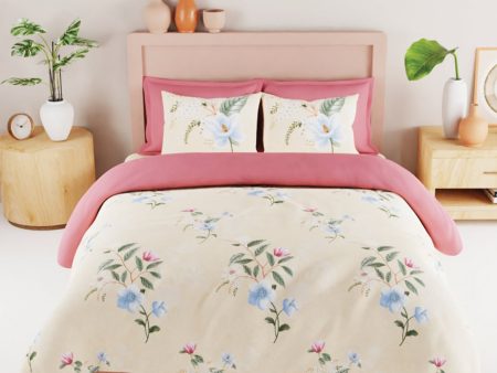 BIANCA Yellow & Blue Floral 186 TC King Bedsheet with 2 Pillow Covers Sale