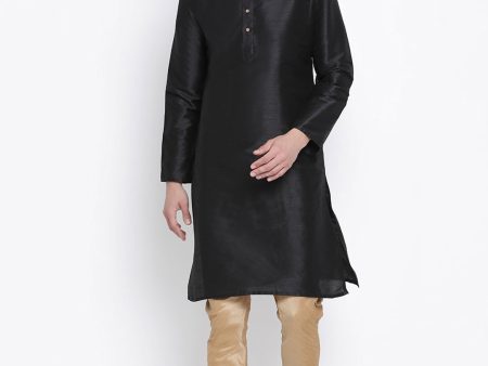 VM by Vastramay Men s Black Silk Blend Kurta Pyjama Set Online now