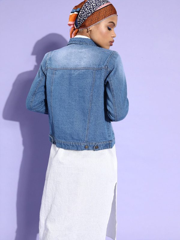 Lyush Blue Basic Denim Regular Jacket For Cheap