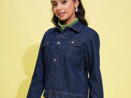 Lyush Girls Navy Acid Wash Denim Jacket Sale