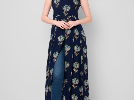 Kalini Women Blue Ethnic Motifs Printed A-Line Kurta Sale