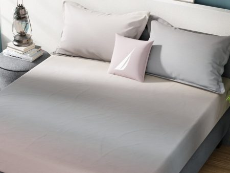 Nautica Grey & Pink 160 TC King Bedsheet With 2 Pillow Covers Hot on Sale