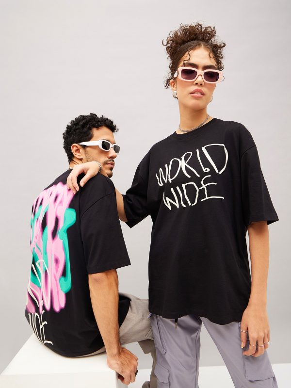 Lyush Black TRIPPY DROP Oversized T-Shirt Fashion