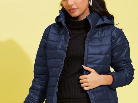 Lyush Girls Navy Quilted Hooded Jacket on Sale