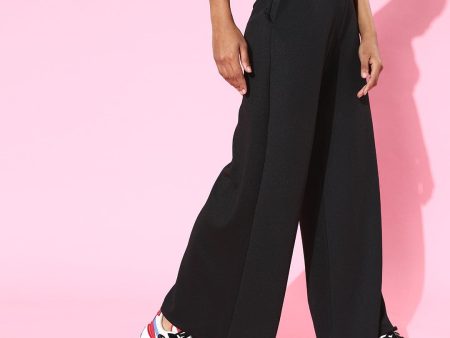 Lyush Black Scuba Wide Leg Pants For Sale