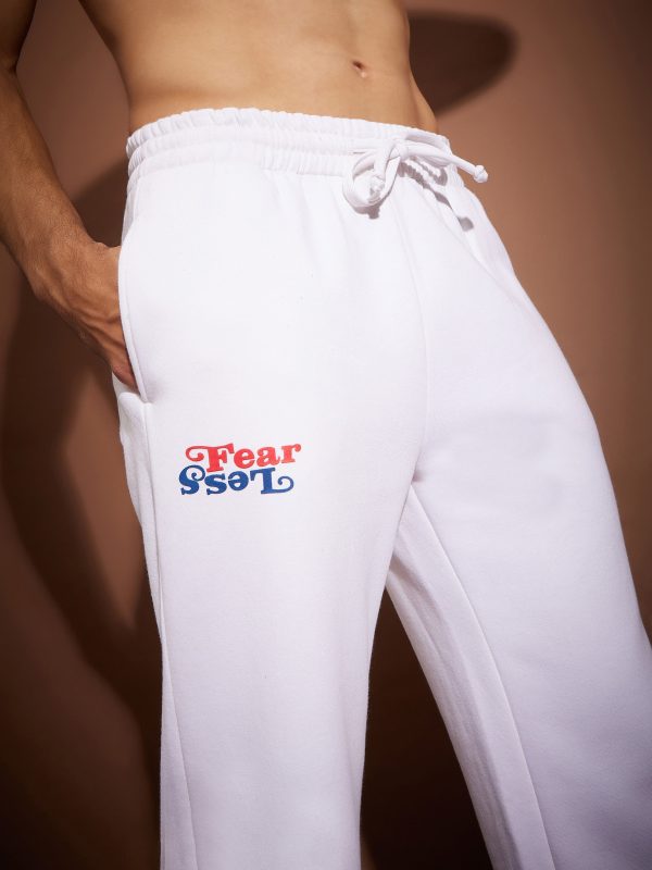 Lyush Men White FEAR LESS Oversized Joggers Supply