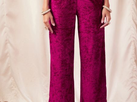 Lyush Women Fuchsia Velvet Straight Pants Discount