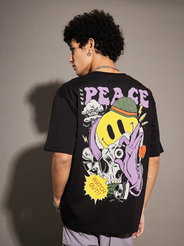 Lyush Black PEACE Oversized T-Shirt Supply