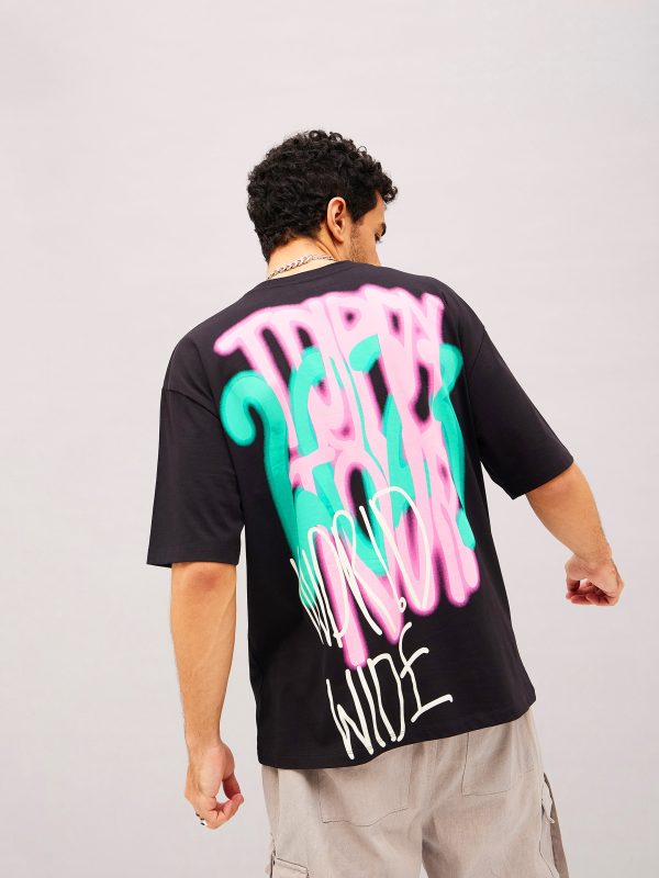 Lyush Black TRIPPY DROP Oversized T-Shirt Fashion