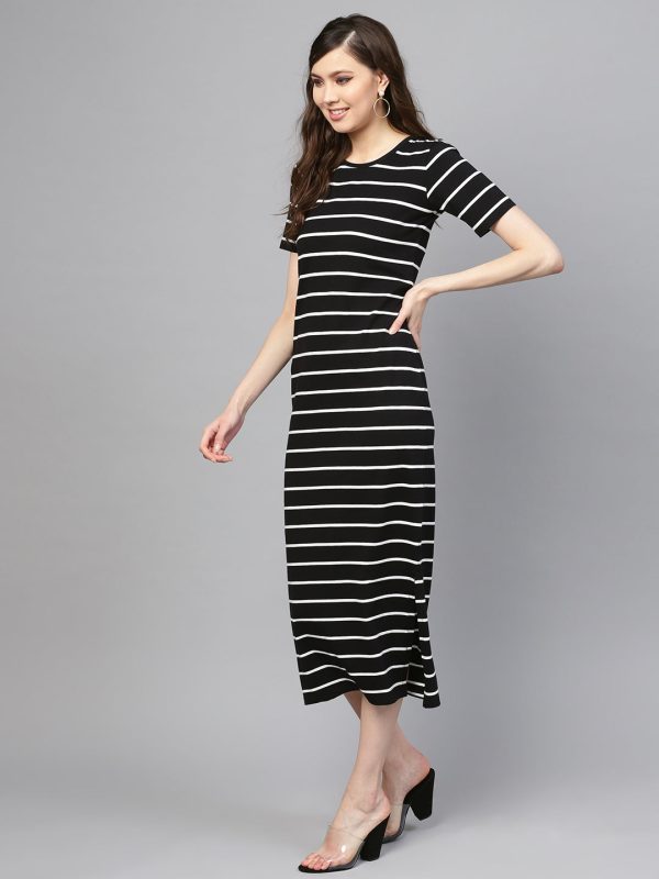 Lyush Black White Stripe Maxi Hot on Sale