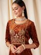 Lyush Women Rust Velvet Embroidered Yoke Short Kurta Supply