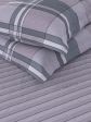 Nautica Grey & Blue Striped Cotton 160 TC King Bedsheet With 2 Pillow Covers Discount