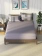 Nautica Grey & Blue Striped Cotton 160 TC King Bedsheet With 2 Pillow Covers Discount