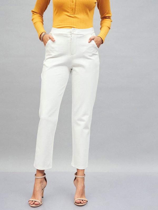 Lyush Women White Roma Tapered Pants Online