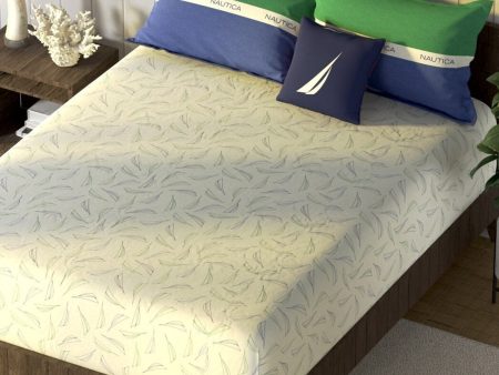 Nautica Noridge Green & Blue Floral Cotton 160 TC King Bedsheet With 2 Pillow Covers Online