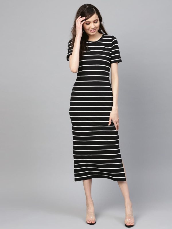 Lyush Black White Stripe Maxi Hot on Sale