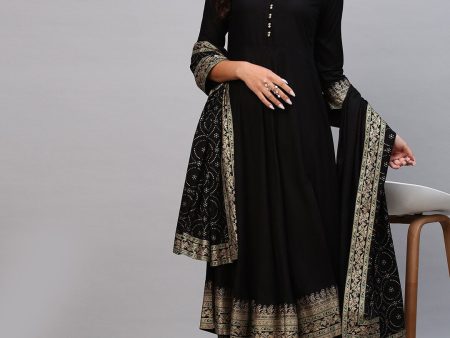 Kalini Women Black Solid Anarkali Kurta with Trousers & With Dupatta Online now