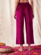 Lyush Women Fuchsia Velvet Straight Pants Discount