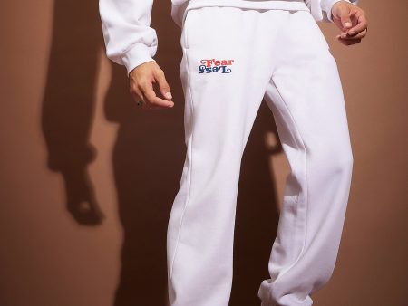 Lyush Men White FEAR LESS Oversized Joggers Supply