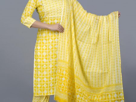 Kalini Printed Sequinned Pure Cotton Kurta with Pyjamas & Dupatta For Cheap