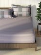 Nautica Grey & Blue Striped Cotton 160 TC King Bedsheet With 2 Pillow Covers Discount