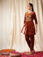 Lyush Women Rust Velvet Embroidered Yoke Short Kurta Supply