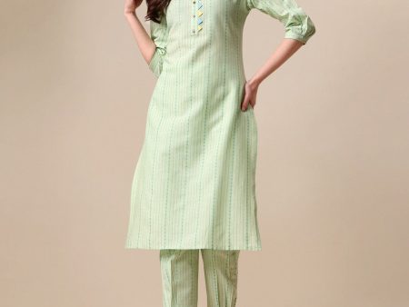 Kalini Striped Puff Sleeves Kurta with Trousers For Sale