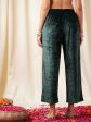 Lyush Women Emerald Green Velvet Straight Pants Hot on Sale